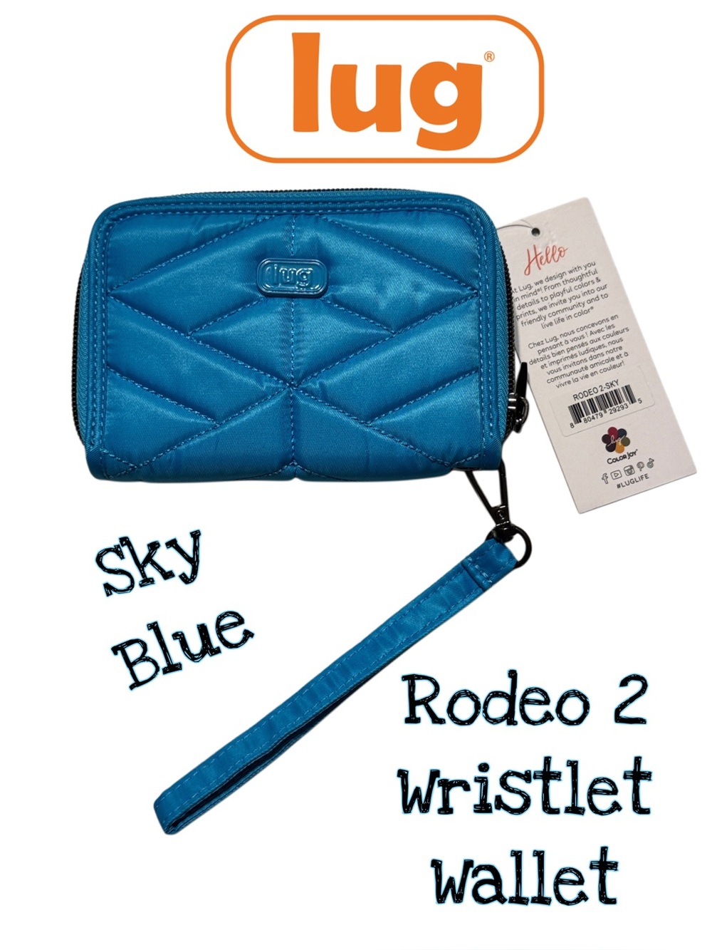 Lug Rodeo 2 Compact RFID Wristlet Wallet NWT Sky Blue